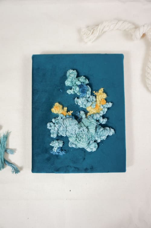 Blue and yellow Corals I | Wall Hangings by Mariana Baertl