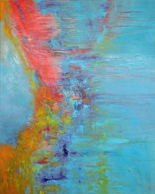 Sideways Oil Abstract | Oil And Acrylic Painting in Paintings by Strokes by Red - Red (Linda Harrison)