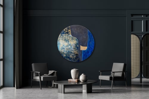 Blue Mixed Media Texture Art Piece | Mixed Media by Elsa Jeandedieu Studio