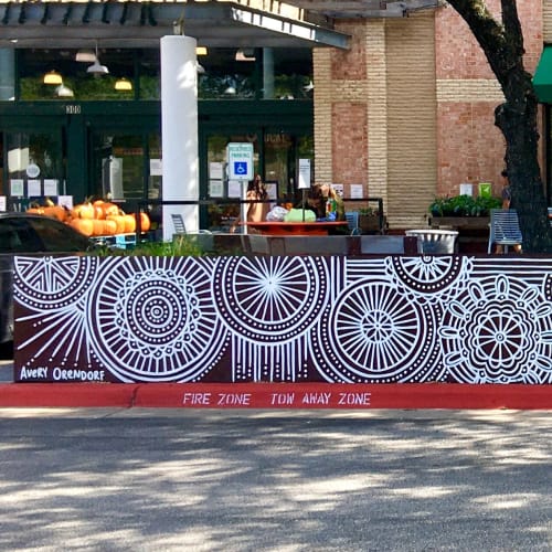 Abstract mandala mural at Whole Foods Gateway | Murals by Avery Orendorf | Whole Foods Market in Austin