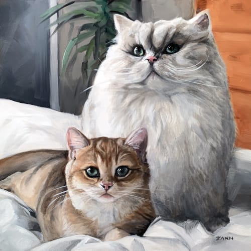 Custom Cat Portrait Paintings in Oil | Oil And Acrylic Painting in Paintings by Paws By Zann Pet Portraits