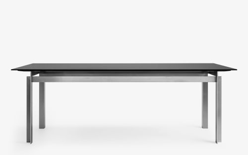 Buredo Black Glass Top & Chrome Leg Rectangular Table | Tables by LAGU