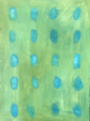 Flower Power Series: Vertical Abstract Blue | Paintings by Pam (Pamela) Smilow
