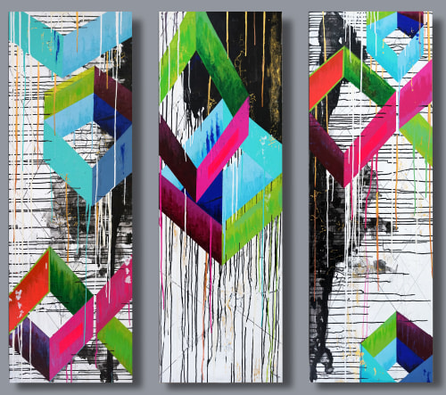 Geometric Study | Oil And Acrylic Painting in Paintings by Kari Souders | Korman Residential at The Pepper Building in Philadelphia