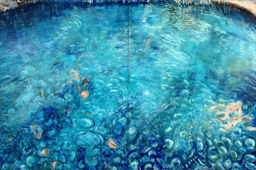 Living Oceans • CENOTE 1 - diptych | Oil And Acrylic Painting in Paintings by Betty Jo Costanzo