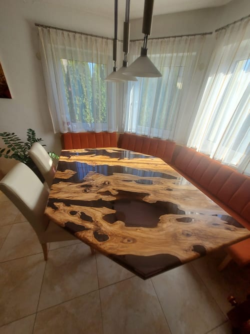 Olive Epoxy Table - Custom Resin Table - Epoxy Table | Dining Table in Tables by Tinella Wood
