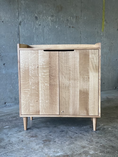 The Shenandoah Liquor Cabinet - Qtr Sawn White Oak | Storage by The Timbered Wolf by Christopher Dean