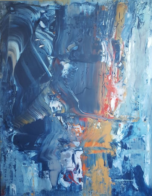 Ocean Waving Blue - Abstract original painting | Oil And Acrylic Painting in Paintings by Twyla Gettert