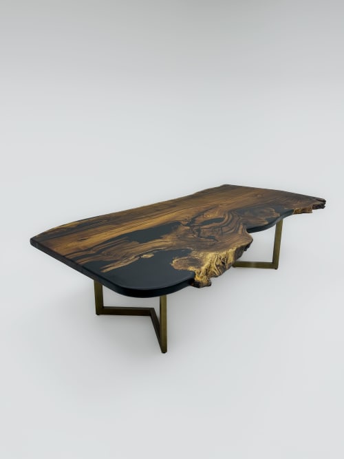 500 Year Old Walnut Epoxy Table - Resin Art Table | Tables by TigerWoodAtelier