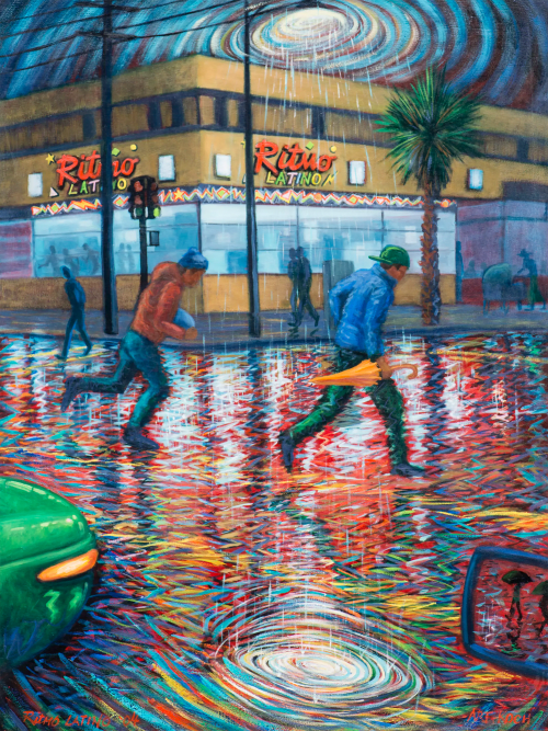 Mission in the Rain | Paintings by Arthur Koch | Cafe Revolution 3248 22nd St, San Francisco, CA in San Francisco