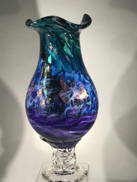 Hand Blown Glass Urn | Vases & Vessels by White Elk's Visions in Glass - Glass Artisan, Marty White Elk Holmes & COO, Jo Pierce