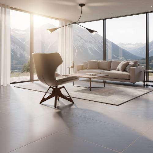 Aurora Leather Armchair with Solid Walnut Wood Base | Chairs by GREYGE