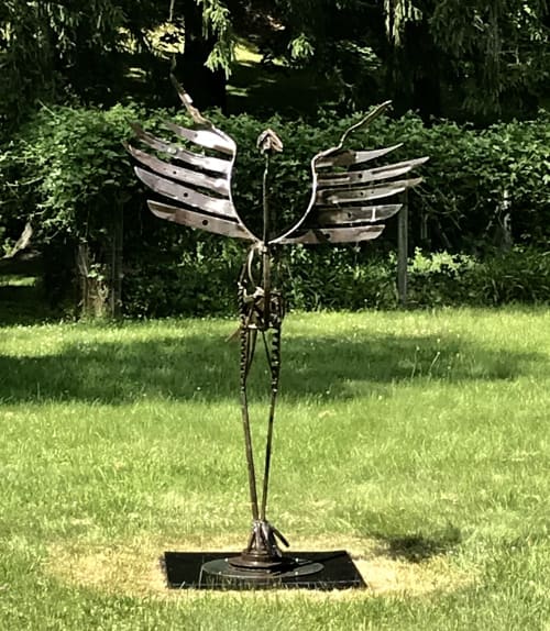 Bird with a house in its head | Public Sculptures by Robert Spinazzola | 419 Mt Holly Rd in Katonah
