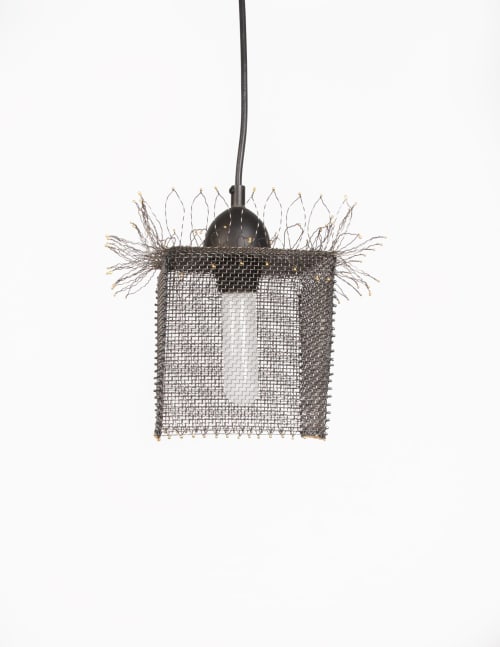 "Fringe II" Steel Wire Mesh Art Pendant Light - Small | Pendants by Anne Lindsay