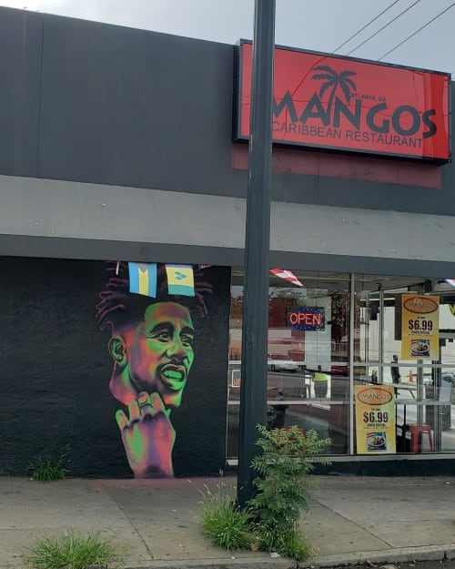 Bob Marley Mural | Murals by Occasional Superstar | Mangos Caribbean Restaurant in Atlanta