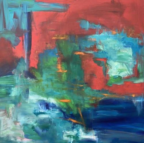 Live With Red Contemporary Abstract | Oil And Acrylic Painting in Paintings by Strokes by Red - Red (Linda Harrison)