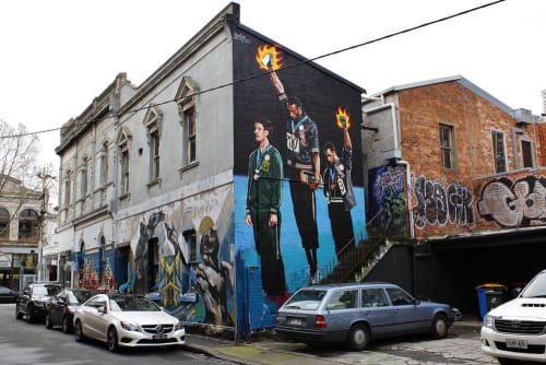 Black Power Salute Mural | Street Murals by Heesco