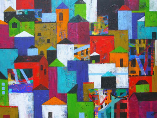 Modern Rooftops: Belonging Beyond The Surface | Paintings by Tina Alberni, Artist at Color by Design Studio