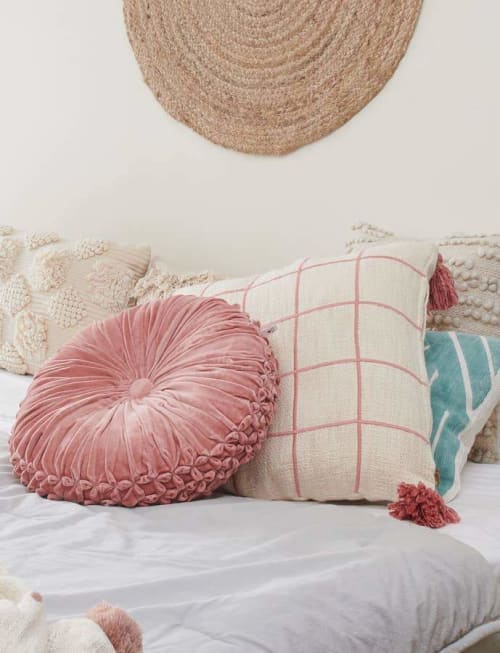 Sofia Embroidered Cushion, Pink | Pillows by Casa Amarosa