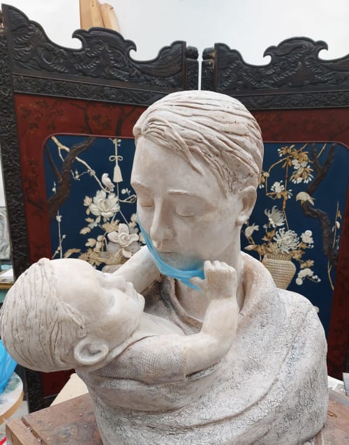 Mother and child in these times. | Sculptures by Ann Meldon Hugh