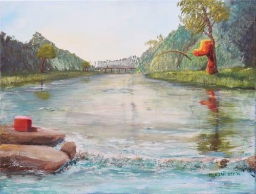 Fishing the Powhatan | Oil And Acrylic Painting in Paintings by Mensah Bey | McDemmond Center for Applied Research in Norfolk