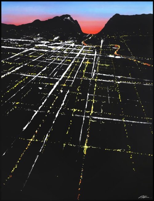 Highland Sunset Aerial | Paintings by Pete Kasprzak | West Hollywood in West Hollywood