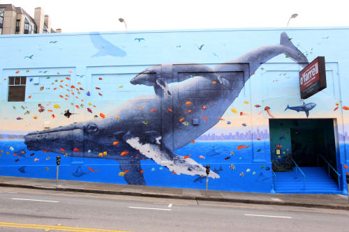 O'Farrell Brothers Theater Whale Mural | Street Murals by Lindsey Millikan