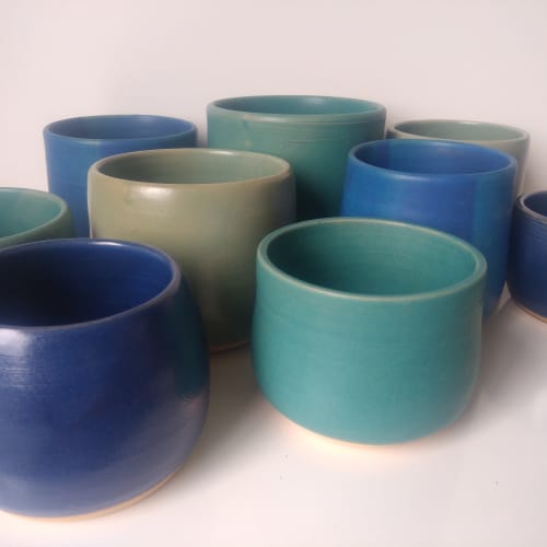 Aqua pottery bowl | Ceramic Plates by Lulu Studio Art