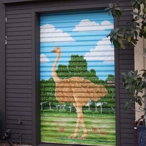 Ostrich Mural | Murals by Elisabeth Sullivan | Red House Pizza in San Diego