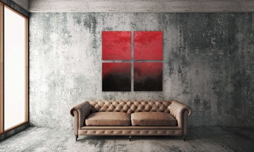 "Burning Design"- Bold Red and Black square abstract | Paintings by Nichole McDaniel
