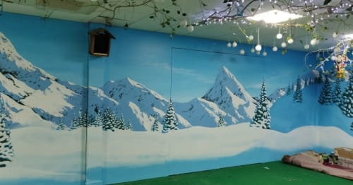 Winter Room mural | Murals by Neil Wilkinson-Cave | Riverside Hub in Riverside Park