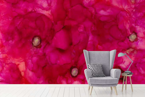 Blooms in Pink Wallpaper Mural | Wall Treatments by MELISSA RENEE fieryfordeepblue  Art & Design