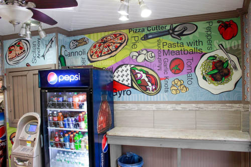 Pizzaria Rebrand (Logo, Murals & Patterns) | Murals by MM Digital Designs Ltd. | Port Jeff Pizza in Port Jefferson