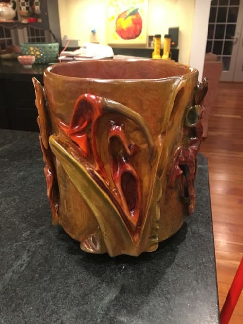 Carved Maple Bowl With Color | Sculptures by Jason Ballard Designs