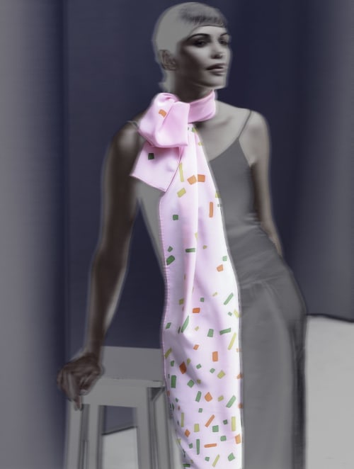 "Cabrera" pink screen-printed 100% silk foulard | Apparel & Accessories by Natalia Lumbreras