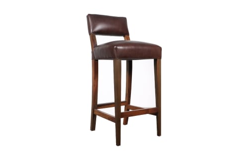 Exotic Contemporary Wood Stool with Leather by Costantini | Chairs by Costantini Design