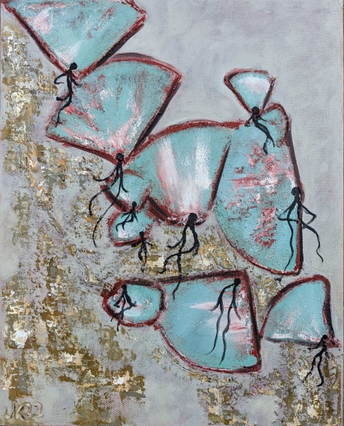 Fans: Retro Floral Emotion in Art, oil on canvas | Paintings by Lena Kolambet