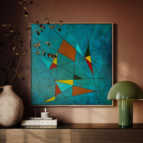 Abstract Mid-Century Modern Painting - Geometric Art | Oil And Acrylic Painting in Paintings by Berezart