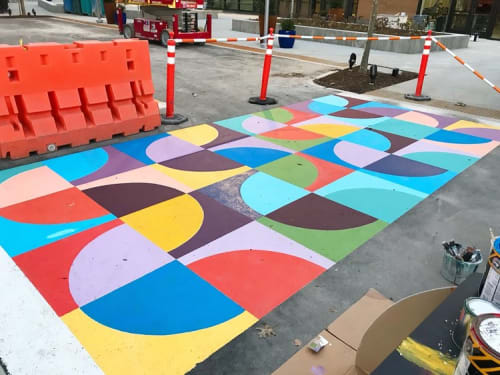 Quilted Crosswalk Mural | Street Murals by Maria Molteni | South Bay development in Boston