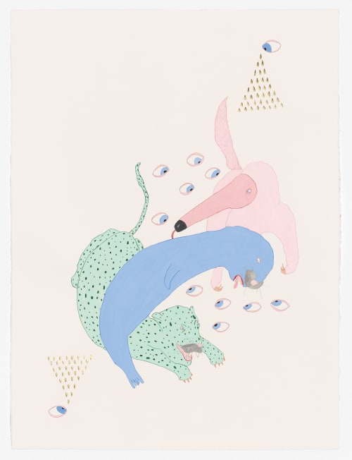 Ant Eater Lick, watercolour, gouache, 22kt gold leaf, pencil on paper | Paintings by Pip Ryan