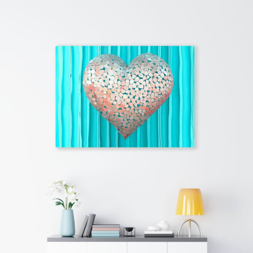 CoralHeart_4362 -- on teal: Love, the pop-culture way | Art & Wall Decor by Petra Trimmel