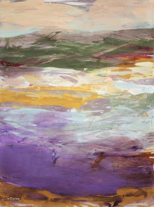 Large Abstract Acrylic Painting Neutral Colors Landscape | Paintings by Simona Gocan