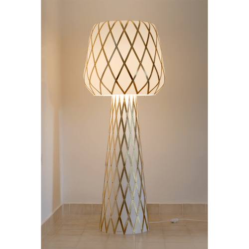 Diamond Grid Floor Light Gold 160