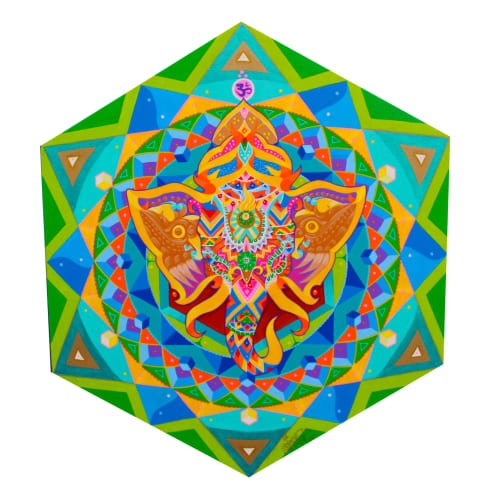 MANDALA GANESH | Oil And Acrylic Painting in Paintings by Frase Honghikuri
