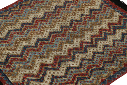 Rug & Kilim’s Antique Tribal rug in Red, Blue, Brown & White | Rugs by Rug and Kilim