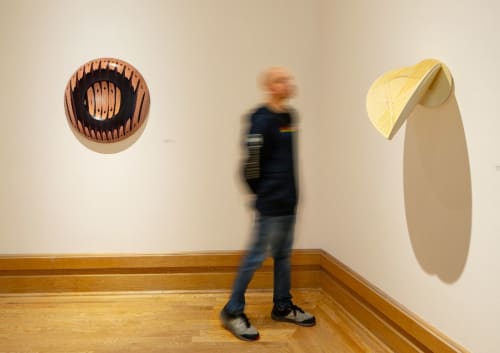 Long Shadow Series #21 (ash pink with diamonds and red) | Sculptures by Todd McCollister | Lied Education Center for the Arts in Omaha