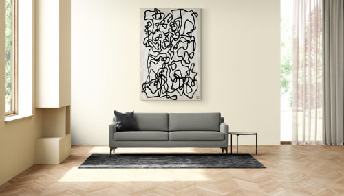 UNTITLED(Black&White Scribble)- 48"x72" | Paintings by PAR  KER made