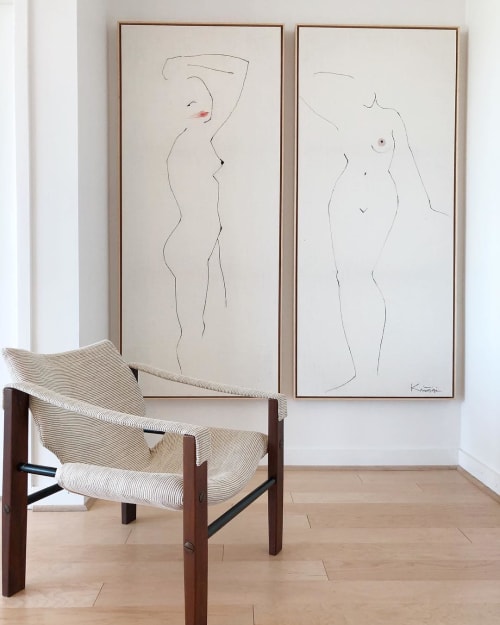 Female figures on canvas
