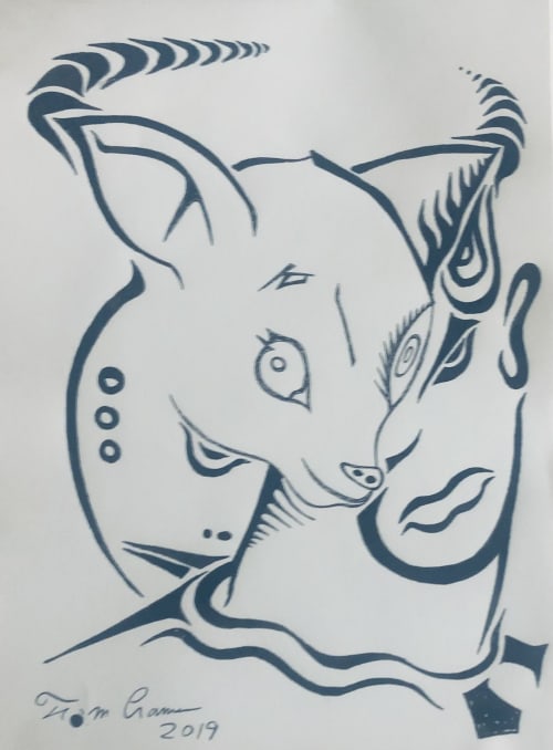 man and animal | Drawings by Tom Cramer
