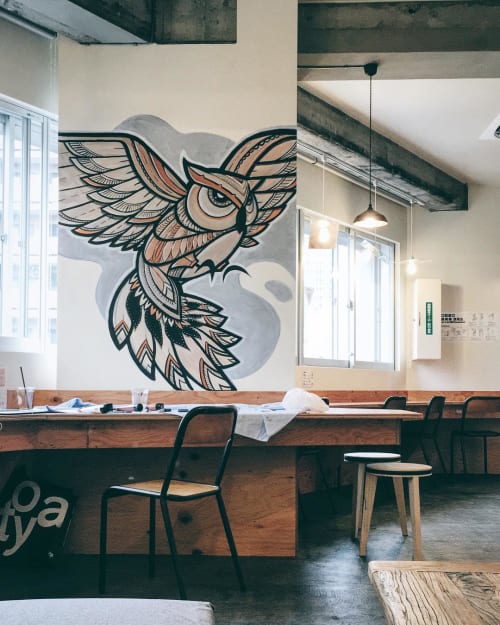 Owl Mural | Murals by Coco | Wise Owl Hostels Tokyo in Chuo City